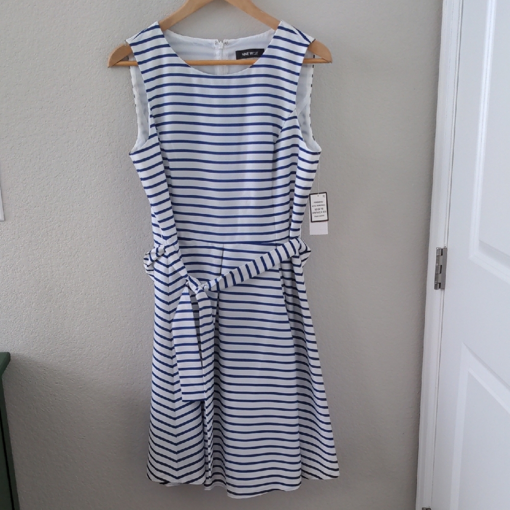 Nine West Blue and White Striped Dress